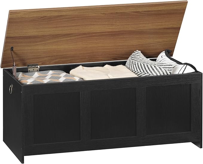 HOOBRO Storage Bench, 39.3" Retro Wooden Storage Chest, Wooden Storage Trunk - Image 9