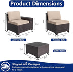 Outdoor Patio Furniture Set, 6 Pieces Outdoor Sectional Furniture High Backrest - Image 2