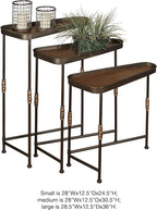Bronwyn Metal and Wood Nesting Tables Dark Bronze Finish 28, 30.5 and 36 Inches - Image 3
