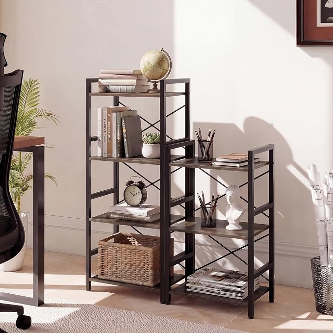 Tangkula 3-Tier Industrial Bookshelf, 16.5" Width Wooden Open Bookcase - Image 2