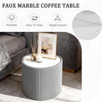 Round Marble Coffee Table Set of 2, 2 Piece White Coffee Table and End Table Set - Image 6