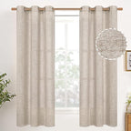 YoungsTex Natural Linen Semi Sheer Curtains 38 x 63 Inch Length 2 Panels | by YoungsTex