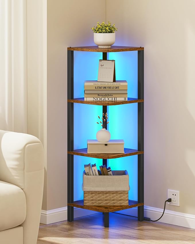 TUTOTAK Corner Shelf, 4-Tier Corner Bookshelf - Image 5