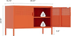 Orange Metal Storage Cabinet, 2 Door TV Stand, Metal Mesh Accent Cabinet - Image 3
