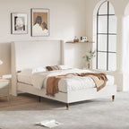 MALOL Full Size Bed Frame with Upholstered Headboard, Linen Fabric Platform Bed - Image 9