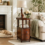 Narrow End Table with 2 Storage Drawers, Retro Vintage Sofa Beside Table - Image 6