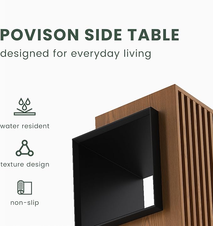POVISON Minimalist Side Table, 17.71" Wood End Table - Image 5