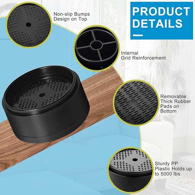 Bed Risers 1 inch, 2 inch, 3 inch, 4 inch Heavy Duty, Adjustable Furniture Riser - Image 5