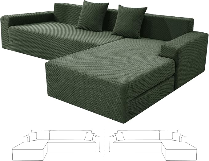 ZNSAYOTX Sectional Couch Covers, Stretch Jacquard Slipcovers by ZNSAYOTX