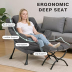 Lazy Chair with Ottoman, Modern Accent Chair Contemporary Sofa Chair with - Image 4