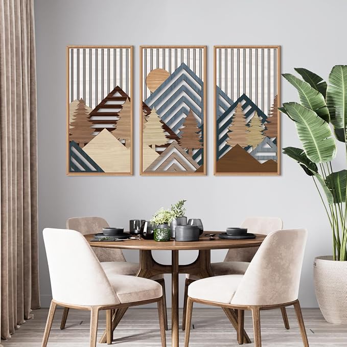 IARTTOP Large Mountain Wood Wall Art 16"x32"x3 Abstract Forest Wall Sculpture - Image 5