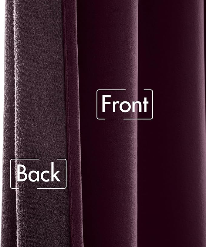 MIULEE Dark Purple Velvet Curtains 52x108 inches Luxury Blackout Curtains | - Image 6