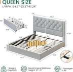 LARMACE Queen Size Bed Frame Upholstered Platform Bed - Image 2