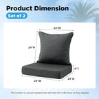 Sunbrella Outdoor Deep Seat & Back Cushion Set, 24 x 24 Inch Water Repellent - Image 3