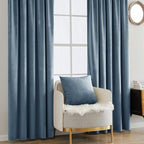 MIULEE Velvet Curtains 52x90 inches 2 Panels Stone Blue Blackout Curtains | - Image 7