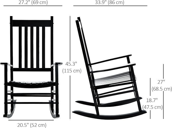 Outsunny Outdoor Rocking Chair, Patio Wooden Rocking Chair - Image 3
