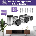 3 Inch Metal Furniture Legs Stainless Steel Adjustable Legs Silver Table Legs - Image 2