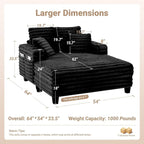 Amsleekey 64" Chaise Lounge Chair Indoor, Oversized Sleeper Chair - Image 2