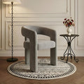 Modern Chenille Barrel Dining Chair Upholstered Fabric Dining Room Chair by QUINJAY