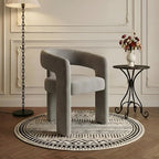 Modern Chenille Barrel Dining Chair Upholstered Fabric Dining Room Chair by QUINJAY