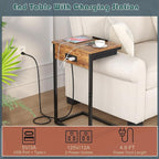 sthmec C Shaped End Table with Charging Station, 45° Tiltable Adjustable Flip - Image 5