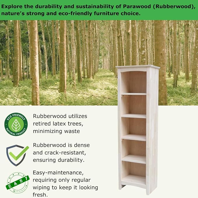 International Concepts Narrow Shaker Bookcase, 60-Inch High, Small Space - Image 4