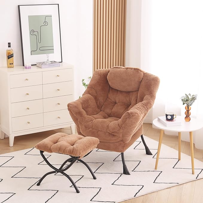 MBOOYOME Lazy Chair with Ottoman, Modern Accent Lounge Armchair with Side - Image 6