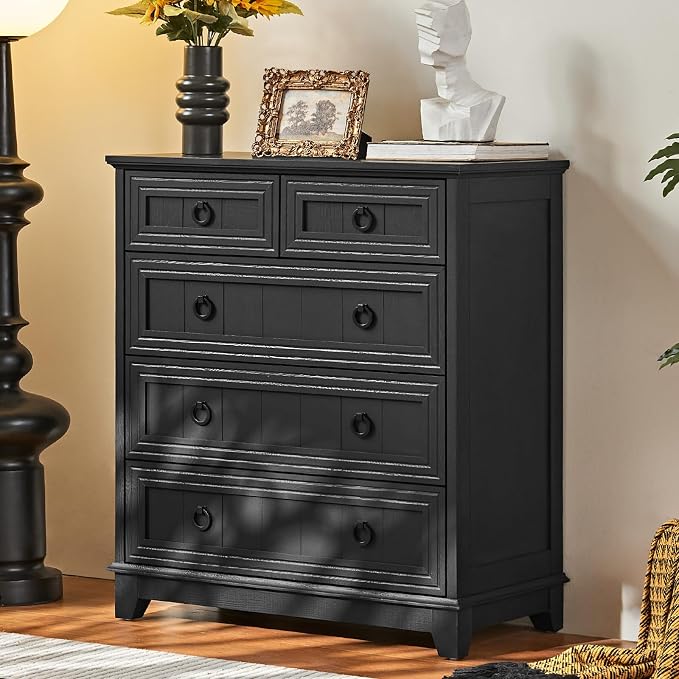 Joaxswe Farmhouse 5 Drawer Dresser - Image 4