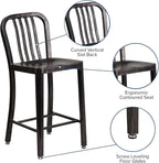 Flash Furniture Commercial Grade 24" High Black-Antique Gold Metal - Image 7