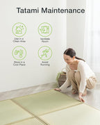 FULI Japanese Square Tatami Rug, Lightweight Igusa Mat, Made in Japan - Image 7