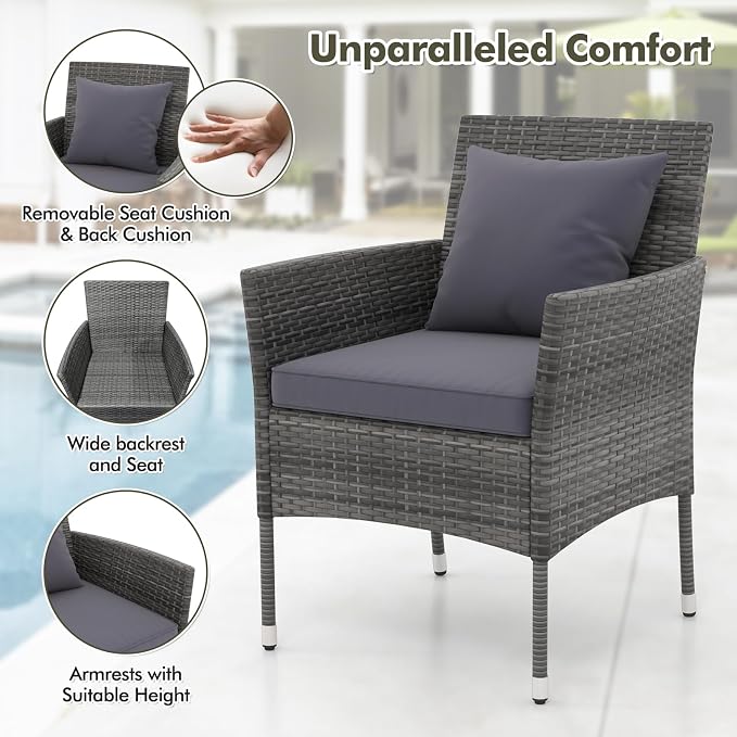 Tangkula 3-Piece Patio Furniture Set, PE Wicker Conversation Bistro Set w/A - Image 8