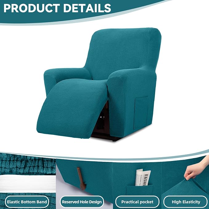 Cupuamon Recliner Chair Covers, Lazy Boy Recliner Covers Stretch Reclining - Image 4