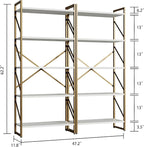 Shintenchi 2 Pieces 5 Tiers Bookshelf, Classically Tall Bookcase Shelf - Image 2