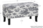 Linon Stephanie Black and White Toile Fully Upholstered Bench - Image 3