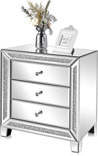 VINGLI Mirrored Nightstand Glass End Table, Mirrored Bedside Table - Image 3