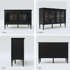 Vintage Buffet Sideboard with 4 Glass Doors, Deractive Crezada - Image 8