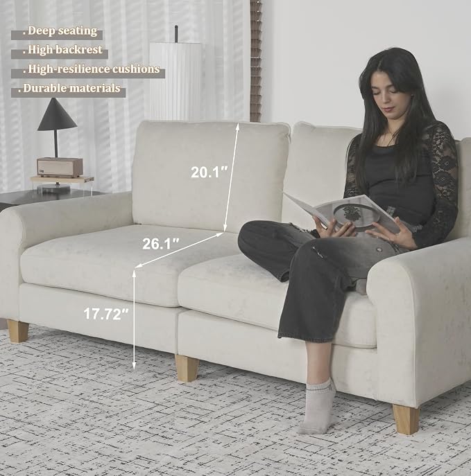 EASE MOOSE 70.6" Modern Deep Seat Loveseat Couch, Soft Velvet Sofa - Image 5