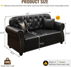 KEIKI 63" Faux Leather Chesterfield Sofa - Image 2