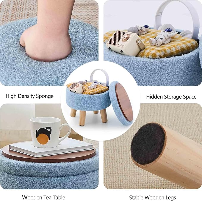 Wimarsbon Storage Ottoman, Modern Round Footrest - Image 4