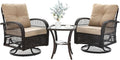 3 Pieces Patio Furniture Set, Outdoor Swivel Glider Rocker, Wicker Patio Bistro by VonzoyHome