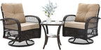 3 Pieces Patio Furniture Set, Outdoor Swivel Glider Rocker, Wicker Patio Bistro by VonzoyHome