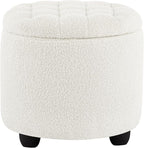 Furniliving Modern Round Storage Ottoman, Button Tufted Ottoman Footstool by FurnilivingFurnitureforHome