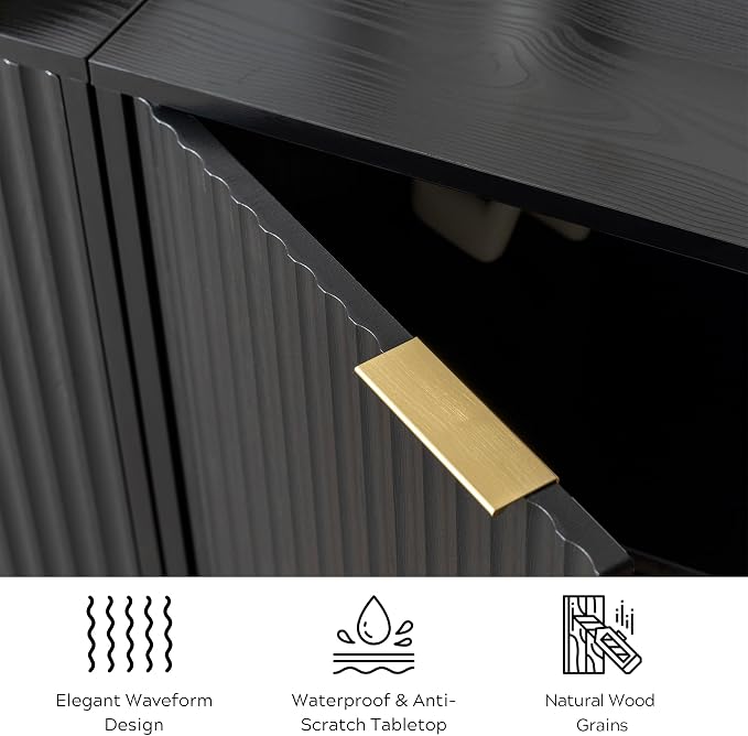 EYYTHUNG Fluted Cabinet with Storage, Sideboard Buffet Cabinet with Adjustable - Image 6