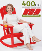 Outdoor Oversized Adirondack Rocking Chairs, All Weather HDPE Patio Rocking - Image 5