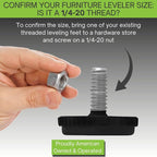 Project Patio 1/4-20 Adjustable Furniture Leg Leveling Feet Stainless Steel - Image 2