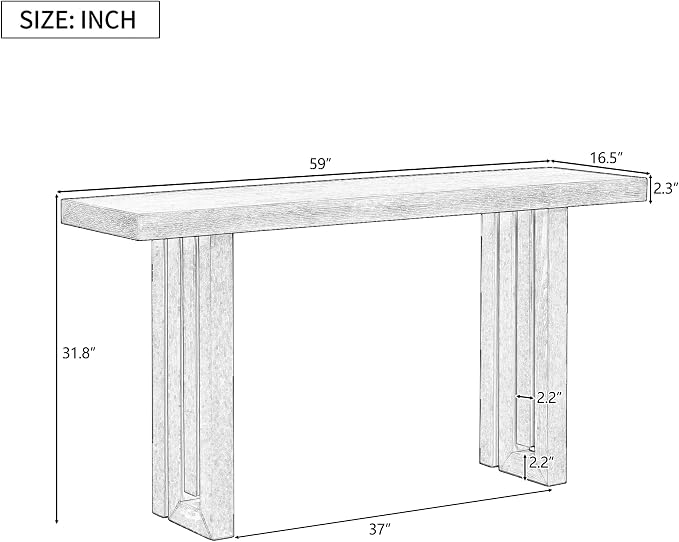 59" Console Table Sofa Table for Entryway, Oak Veneer Console Table Mid-Century - Image 2