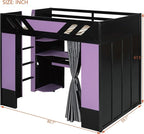 Full Size Wood Loft Bed with Built-in Workstation, Smart Storage, RGB Lighting - Image 2