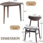 P PURLOVE Modern 3 Piece Table Set, Triangular Table and 2 Curved Wood Chairs - Image 3
