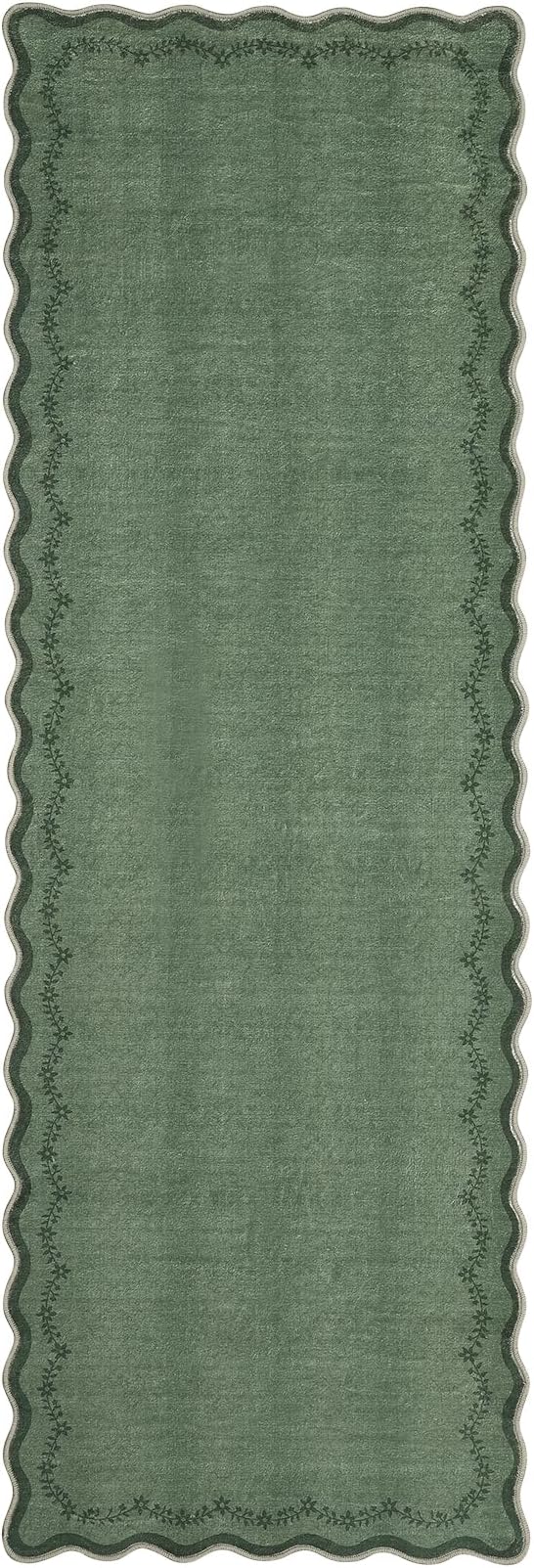 GarveeHome 2.5x8 Scalloped Washable Runner Rug Non Slip Hallway Kitchen Rug | - Image 4
