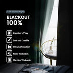 SimpleHome Aqua 100% Blackout Curtains Room Darkening Living Room 96 Inch | - Image 3